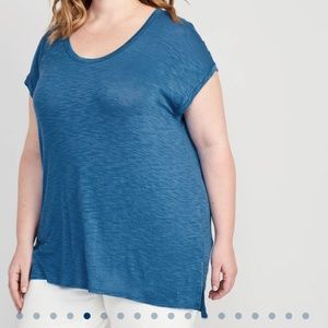Luxe Voop-neck slub-knit tunic t-shirt